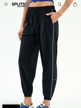 MEGAN WOVEN NYLON JOGGER W/ PIPING